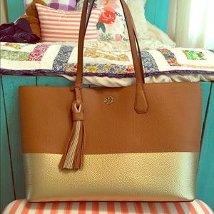 tory burch mcgraw metallic tote